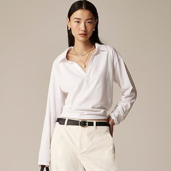 J. Crew Tops - J. Crew White Vintage jersey‎ johnny-collar shirt Womens XS